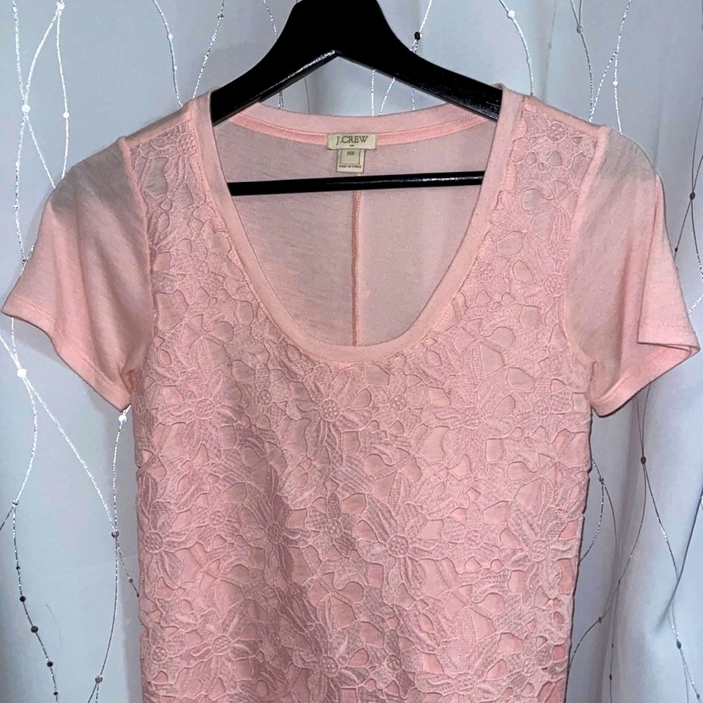 EUC J. Crew | blush pink lace scoop neck top